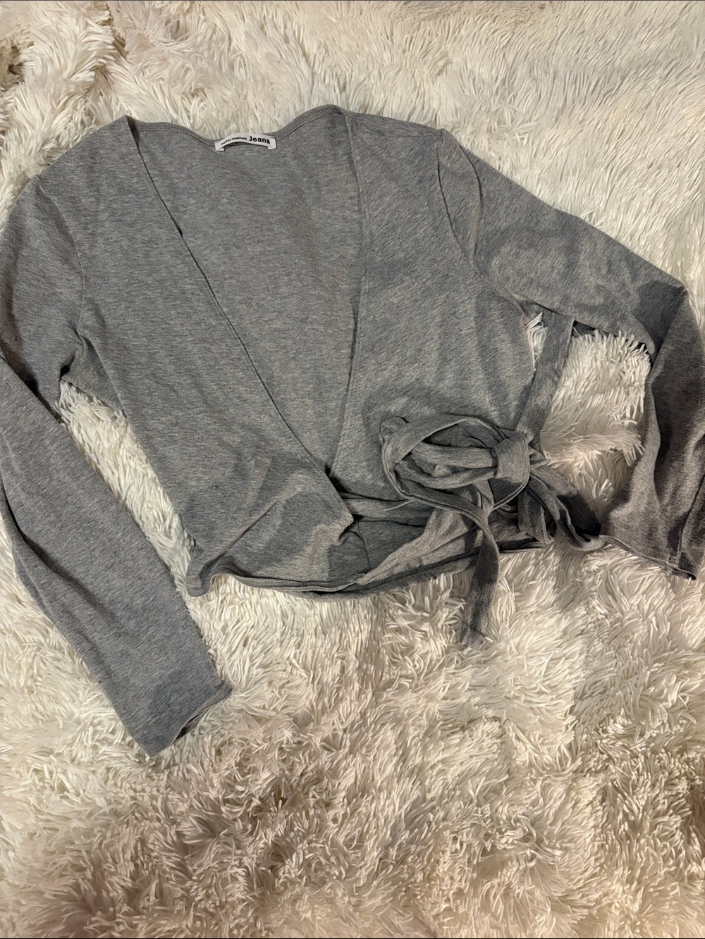 Reformation Grey Wrap Crop Top